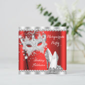 Invitation Mascarade rouge Masque Hi Heures Anniversaire (Debout devant)