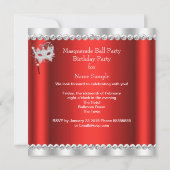 Invitation Mascarade rouge Masque Hi Heures Anniversaire (Dos)