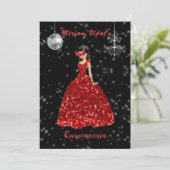 Invitation Mascarade rouge Quinceanera et argent (Debout devant)