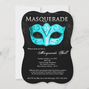 Invitation Mascarade turquoise Mascarade Masque Masque Costum