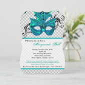 Invitation Mascarade turquoise Mascarade Masque Masque Costum (Debout devant)