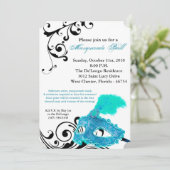 Invitation Mascarade turquoise Mascarade Masque Masque Costum (Debout devant)