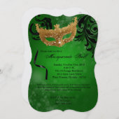 Invitation Mascarade verte Mascarade Masque costume Halloween (Devant / Derrière)