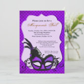 Invitation Mascarade violet mascarade costume de bal Hallowee (Debout devant)