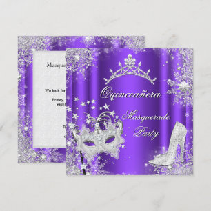 Invitation Mascarade violette Quinceanera 15ème Parti Tiara