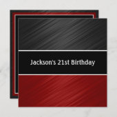 Invitation Masculine Black Dark Red Stripes (Devant / Derrière)