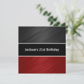 Invitation Masculine Black Dark Red Stripes (Debout devant)