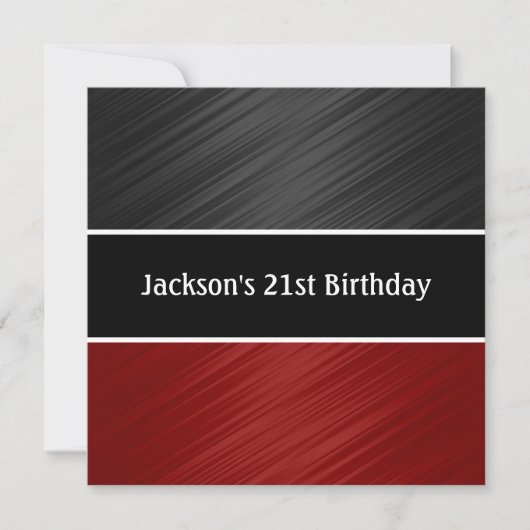 Invitation Masculine Black Dark Red Stripes (Devant)