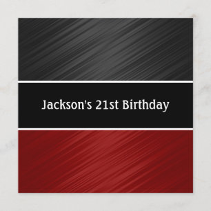 Invitation Masculine Black Dark Red Stripes
