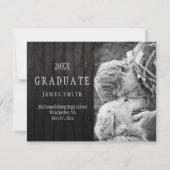Invitation Masculine Black Grange Bois Photo Graduation (Devant)