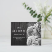 Invitation Masculine Black Grange Bois Photo Graduation (Debout devant)