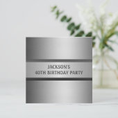 Invitation Masculine Black Grey 40e anniversaire (Debout devant)