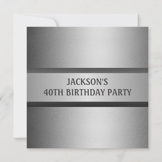 Invitation Masculine Black Grey 40e anniversaire (Devant)