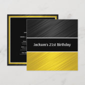 Invitation Masculine Black Yellow Stripes (Devant / Derrière)