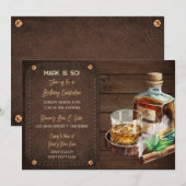 Invitation Masculine Bourbon Whiskey Cigars Bois Cuir (Devant / Derrière)