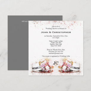 Invitation Masculine casquette aquarelle bouquet mariage gay
