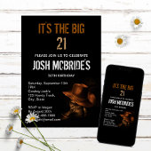 Invitation Masculine Casquette Cowboy et Bottes en Cuir Perso