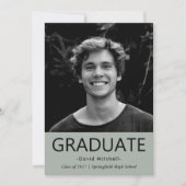 Invitation Masculine Classic Grey Graduation Party | Photo (Devant)
