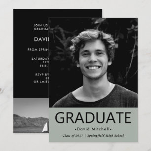 Invitation Masculine Classic Grey Graduation Party   Photo