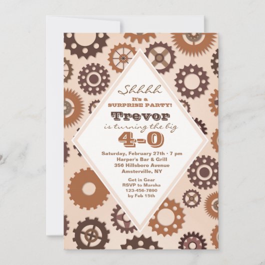 Invitation Masculine des engrenages (Devant)