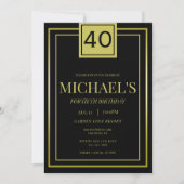 Invitation Masculine moderne Gold & Black 40e anniversaire (Devant)