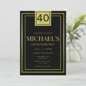 Invitation Masculine moderne Gold & Black 40e anniversaire (Debout devant)