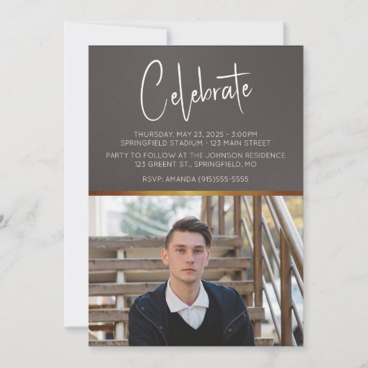 Invitation Masculine Moderne Photo Graduation (Devant)