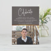 Invitation Masculine Moderne Photo Graduation (Debout devant)