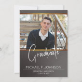 Invitation Masculine Moderne Photo Graduation (Dos)