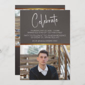 Invitation Masculine Moderne Photo Graduation (Devant / Derrière)