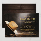 Invitation Masculine Russe Cowboy Casquette corde Bois Ouest (Devant / Derrière)