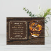 Invitation Masculine Whiskey Scotch Cuir en bois (Debout devant)