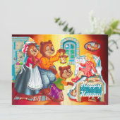 Invitation Masha et 3 ours de conte de fées (Debout devant)