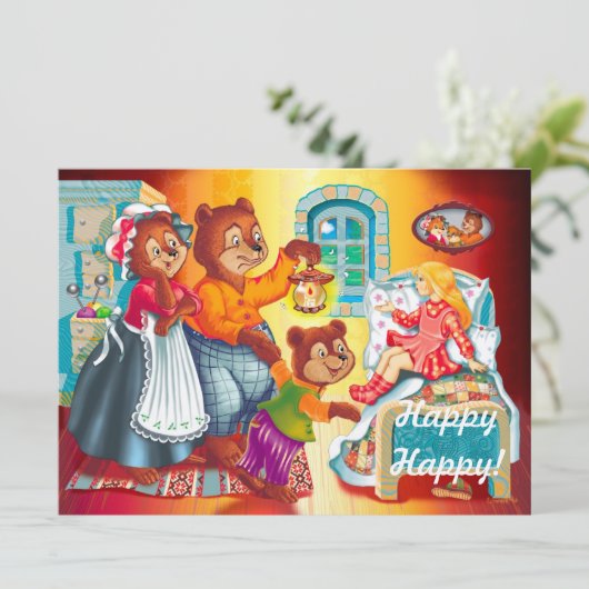 Invitation Masha et 3 ours de conte de fées (Debout devant)