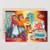 Invitation Masha et 3 ours de conte de fées (Devant / Derrière)