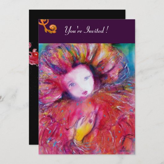 INVITATION MASK EN ROUGE / MARDI GRAS MASQUERADE PARTI (Devant / Derrière)