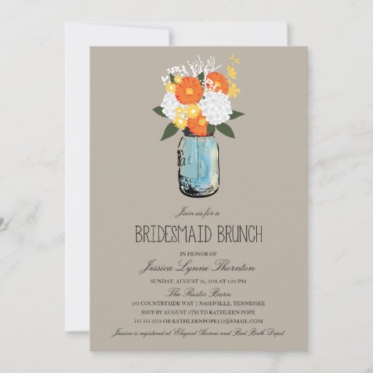 Invitation Mason de fleurs d'agrumes | Bridesmaid Brunch (Devant)