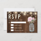 Invitation Mason floral rose de pivoine de bois rustique | Ca (Devant)
