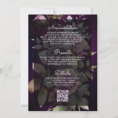 Invitation Mason floral violet foncé Jar QR Code Moody Mariag (Dos)