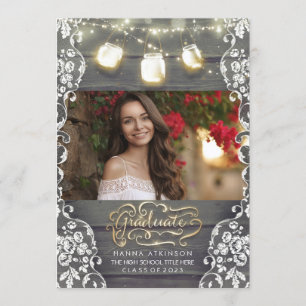 Invitation Mason Jar allume le parti de la graduation en phot