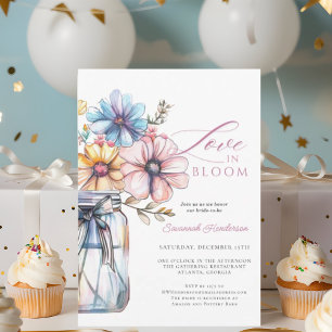 Invitation Mason Jar Amour En Fleur Fête des mariées Florale
