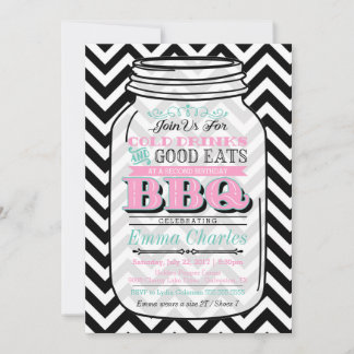 Invitation Mason Jar Anniversaire BBQ Invitation, enfant ou a