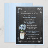 Mason Jar aux fleurs bleues Baby shower de campagn