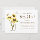 Invitation Mason Jar avec Baby shower de tournesol jaune (Devant)