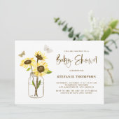 Invitation Mason Jar avec Baby shower de tournesol jaune (Debout devant)