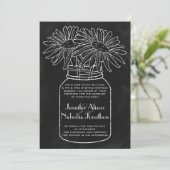 Invitation Mason Jar avec marguerites sur le Mariage de table (Debout devant)