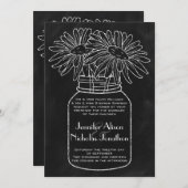Invitation Mason Jar avec marguerites sur le Mariage de table (Devant / Derrière)