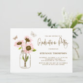 Invitation Mason Jar avec Pink Sunflowers Graduation Party (Debout devant)