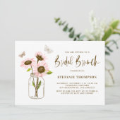Invitation Mason Jar avec tournesol rose Brunch nuptial (Debout devant)
