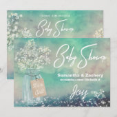 Invitation *~* Mason Jar Baby shower de l'haleine Russe (Devant / Derrière)